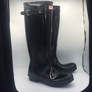 Patent Hunter Black tall boots